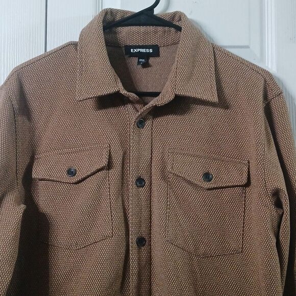 Express Men's Brown Tan button front lightweight casual jacket Sz S NWOT - Picture 3 of 7